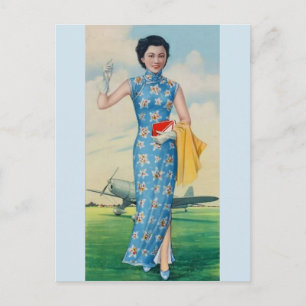 Vintage Asiatische Schöne Asien Kunst Frau Frauen Postkarte