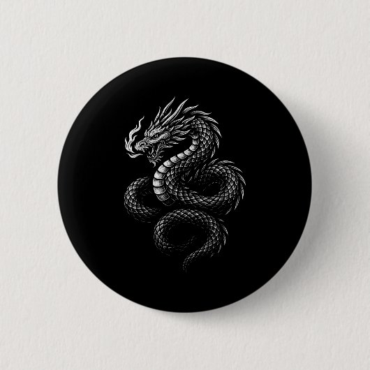 Vintage Asiatischer Drache  Button (Vorderseite)