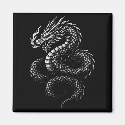 Vintage Asiatischer Drache Magnet (Vorne)