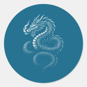 Vintage asiatischer Drache Runder Aufkleber