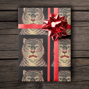 Vintage asiatischer gestreifter wilder Tiger Geschenkpapier