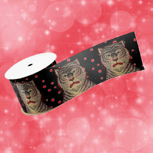 Vintage asiatischer gestreifter wilder Tiger Satinband