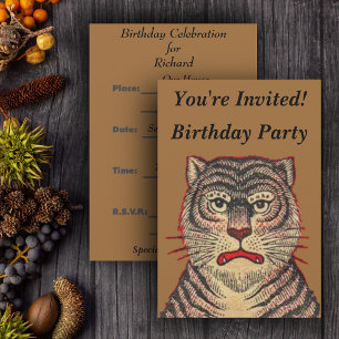 Vintage-Asiatischer-Tiger-Geburtstag Einladung