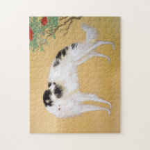 Vintage-Asiatisches Borzoi-Kunstpuzzle