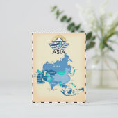 Vintage Asien-Karte Postkarte (Stehend Vorderseite)