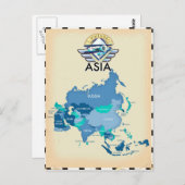 Vintage Asien-Karte Postkarte (Vorne/Hinten)