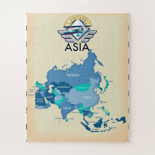 Vintage Asien-Karte Puzzle (Vertikal)
