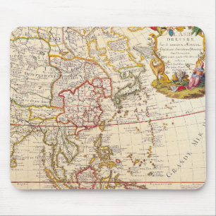 Vintage Asienkarte - Verzierte französische Titell Mousepad
