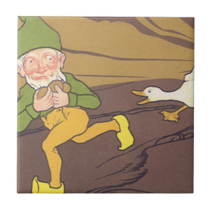 Vintage-Äsops-Fabel Gans, die das goldene Ei legte Fliese
