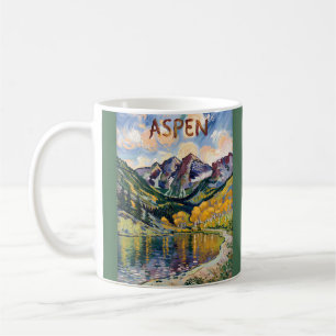 Vintage Aspen Colorado Landschaft im Stil von Van  Kaffeetasse