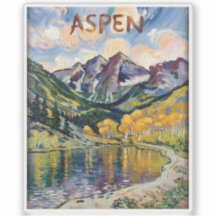Vintage Aspen Colorado Maroon Bells Landschaft Aufkleber