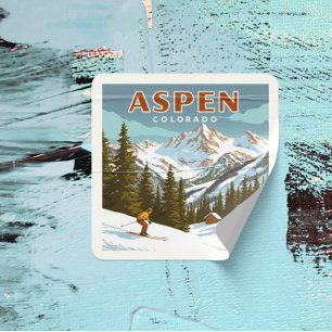 Vintage Aspen Colorado Quadratischer Aufkleber