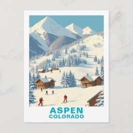 Vintage Aspen Skiing, Colorado Travel Postcard Postkarte