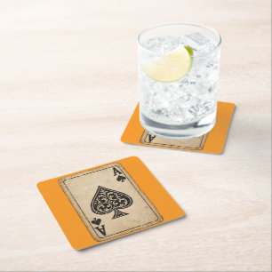 Vintage-Ass-Ass-of-Spades-Spielkarten-Untersetzer Rechteckiger Pappuntersetzer