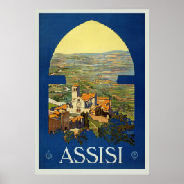 Vintage Assisi, Italien Reiseplakat Poster