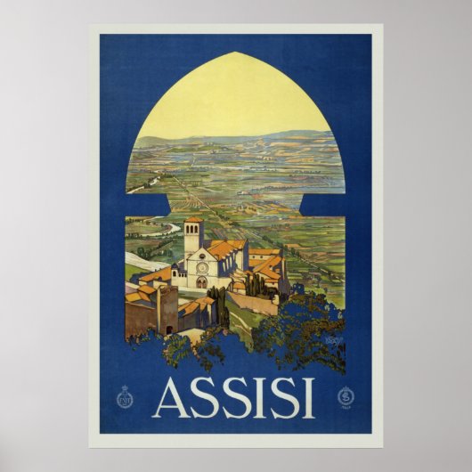 Vintage Assisi, Italien Reiseplakat Poster (Vorne)