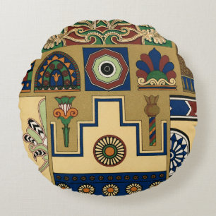Vintage assyrische Sonne Rundes Kissen