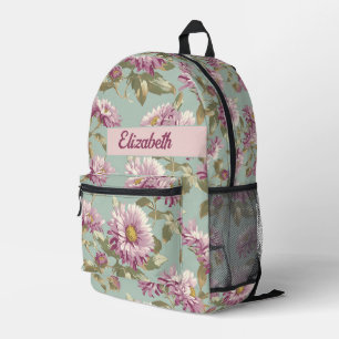 Vintage Aster-Blume in rosa Muster Nr. 1 Bedruckter Rucksack