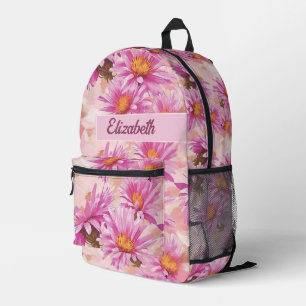 Vintage Aster-Blume in rosa Muster Nr. 2 Bedruckter Rucksack