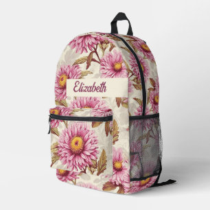 Vintage Aster-Blume in rosa Muster Nr. 3 Bedruckter Rucksack