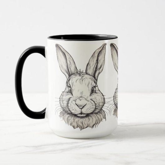 Vintage Ästhetik Bunny Illustration Tasse (Links)