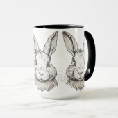 Vintage Ästhetik Bunny Illustration Tasse (VorderseiteRechts)