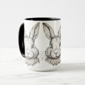 Vintage Ästhetik Bunny Illustration Tasse (Vorderseite Links)