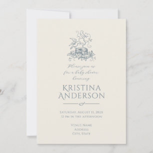 Vintage Ästhetik QR Code Nest Babydusche Einladung