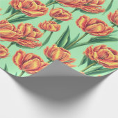 Vintage ästhetische Klassik Orange Flora Geschenkpapier (Ecke)