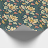 Vintage ästhetische Lotus Blume Botanisches Grün Geschenkpapier (Ecke)