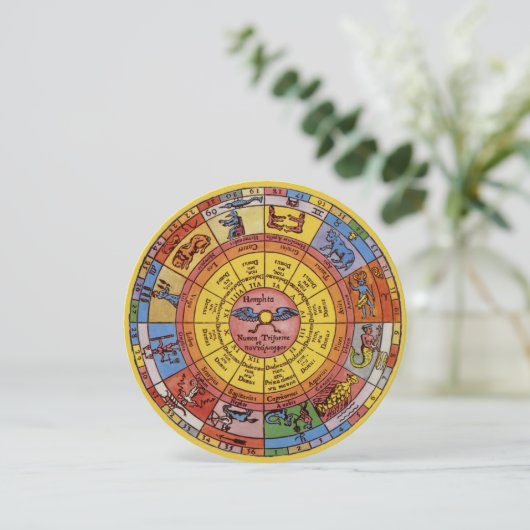 Vintage Astrologie, antikes Celestial Zodiac Wheel Einladung (Stehend Vorderseite)