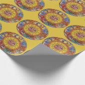 Vintage Astrologie, antikes Celestial Zodiac Wheel Geschenkpapier (Ecke)