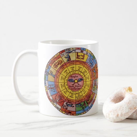 Vintage Astrologie, antikes Celestial Zodiac Wheel Kaffeetasse (Mit Donut)