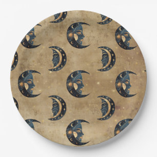 Vintage-Astrologie-Mond-Stern-Muster Pappteller