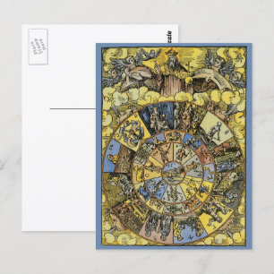 Vintage Astrologie, Renaissance Tierkreisrad, 1555 Postkarte