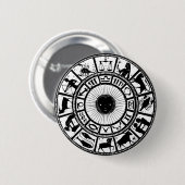 Vintage-Astrologie-Tierkreisrad Button (Vorne & Hinten)