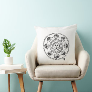 Vintage-Astrologie-Tierkreisrad Kissen
