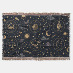 Vintage-Astrologie-Tierkreiszeichen-Muster Decke