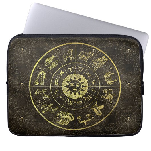 Vintage Astrologie Zodiac und Cobweb Magical Laptopschutzhülle (Vorderseite)