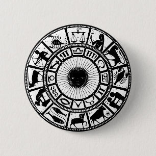 Vintage Astrologie Zodiac Wheel Button