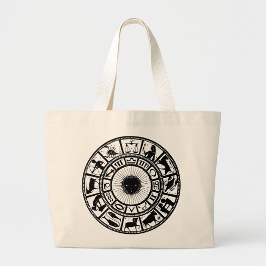 Vintage Astrologie Zodiac Wheel Jumbo Stoffbeutel (Vorne)