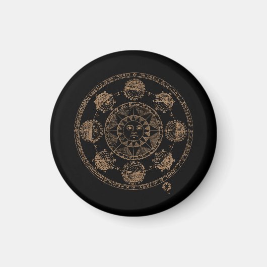 Vintage Astrologie Zodiac Wheel Magnet (Vorne)
