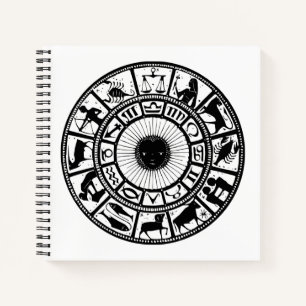 Vintage Astrologie Zodiac Wheel Notizblock