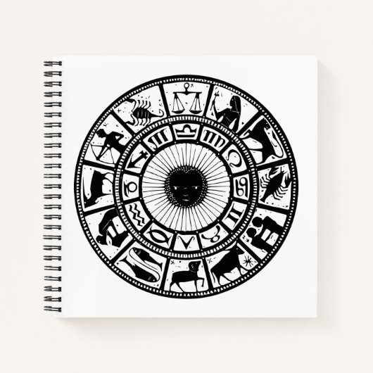 Vintage Astrologie Zodiac Wheel Notizblock (Vorderseite)