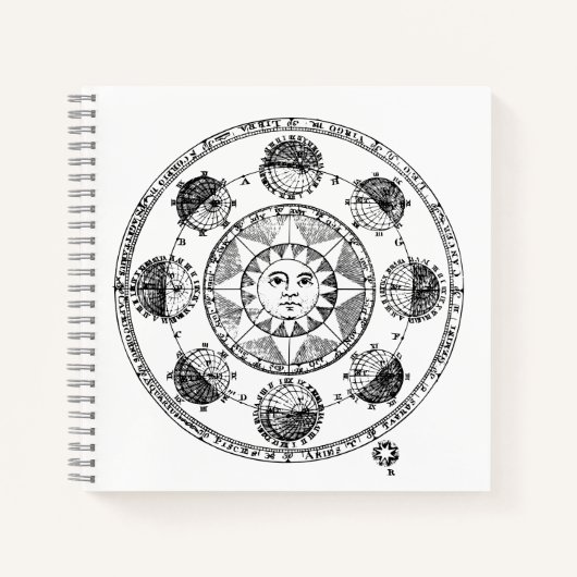 Vintage Astrologie Zodiac Wheel Notizblock (Vorderseite)