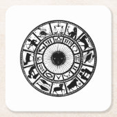 Vintage Astrologie Zodiac Wheel Rechteckiger Pappuntersetzer (Vorderseite)