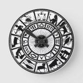 Vintage Astrologie Zodiac Wheel Runde Wanduhr (Vorderseite)