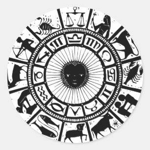 Vintage Astrologie Zodiac Wheel Runder Aufkleber