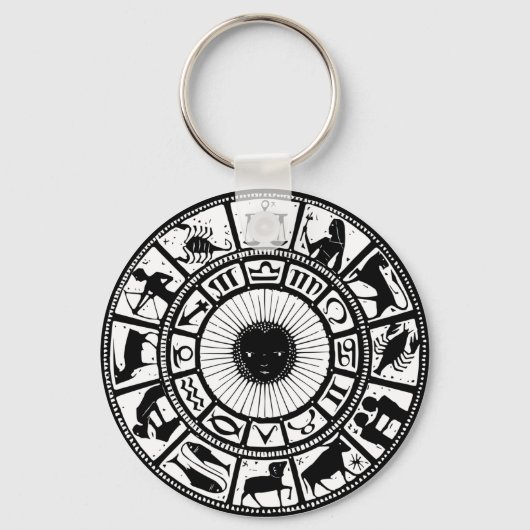 Vintage Astrologie Zodiac Wheel Schlüsselanhänger (Vorderseite)