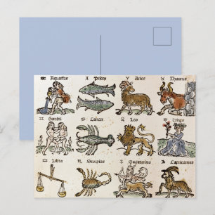 Vintage Astrologie Zodiac Zeichen Kunst Feiertagspostkarte